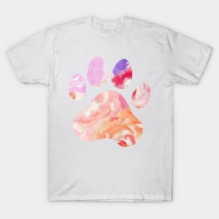 Watercolor Roses Paw Print T-Shirt